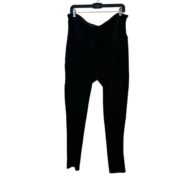 SPANX Pants - Spanx Velour Velvet Leggings Size 3X High Waist Full Length Plus Black